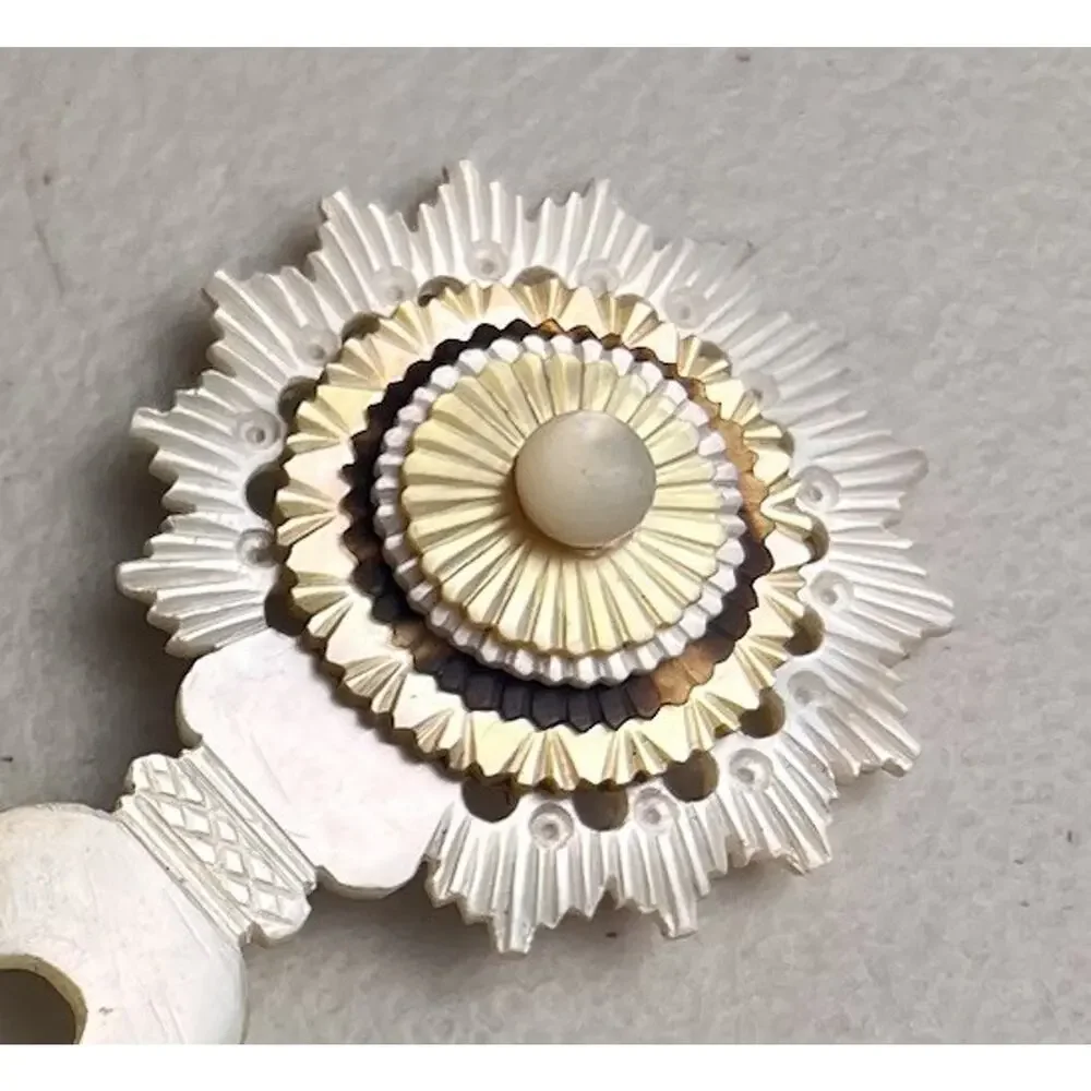 Hair Pin Stick Lot Victorian Style Filigree Ball Flower Mother Of Pearl 6 Pieces
